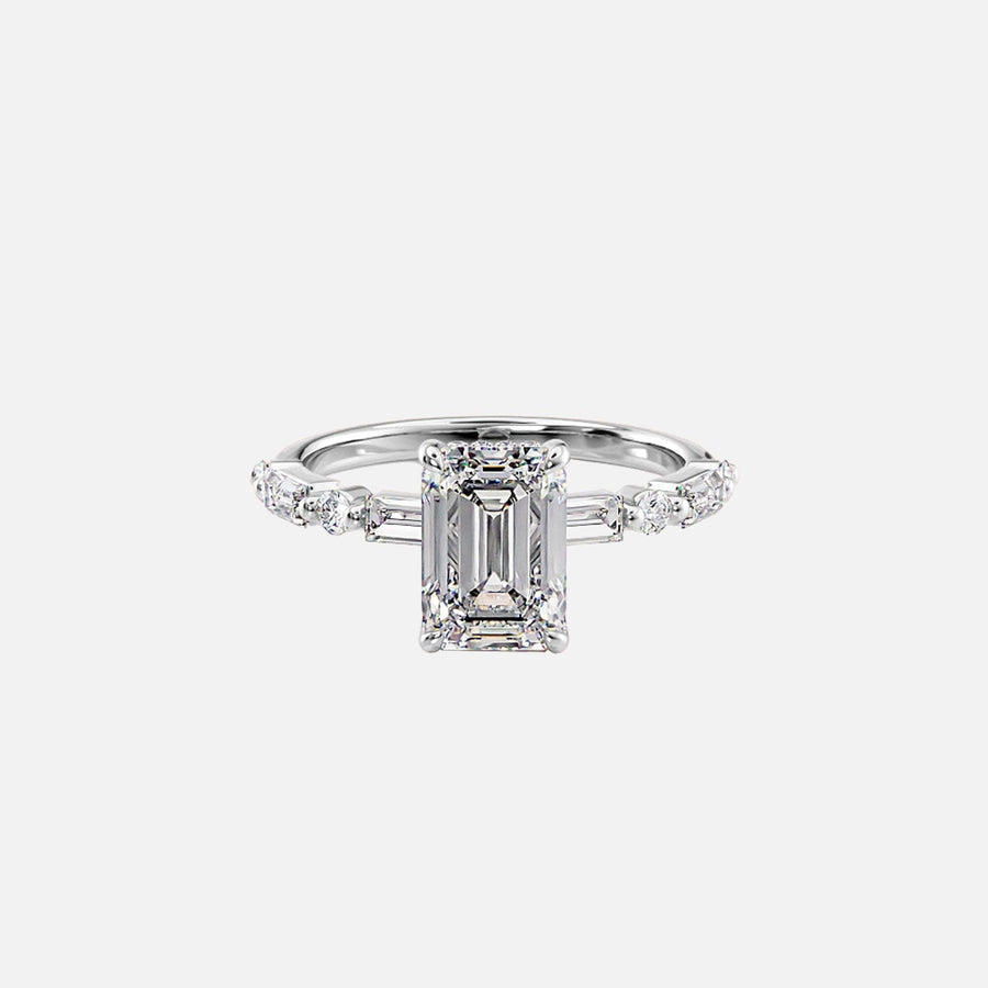  The Patricia Emerald Lab Diamond Ring 18k White Gold 001