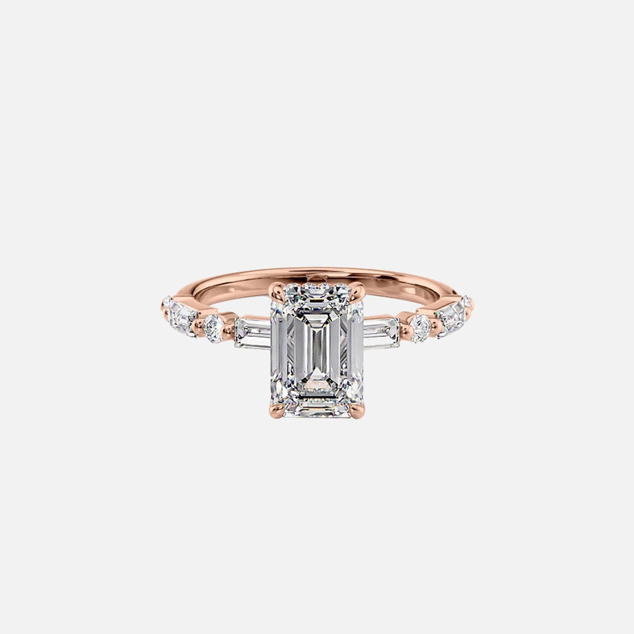  The Patricia Emerald Moissanite Ring 18k Rose Gold 001