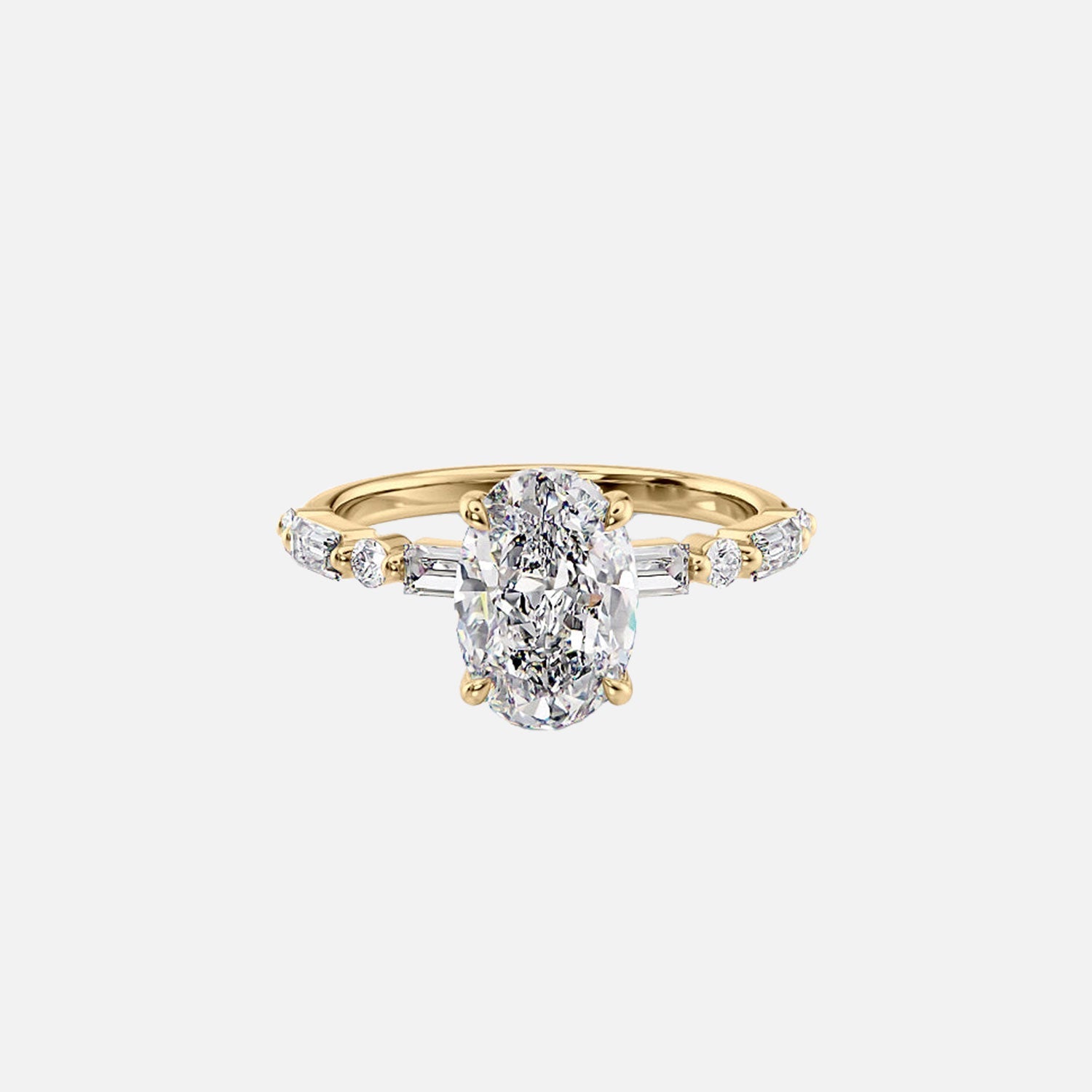 The Patricia Oval Moissanite Ring 14k Yellow Gold 001
