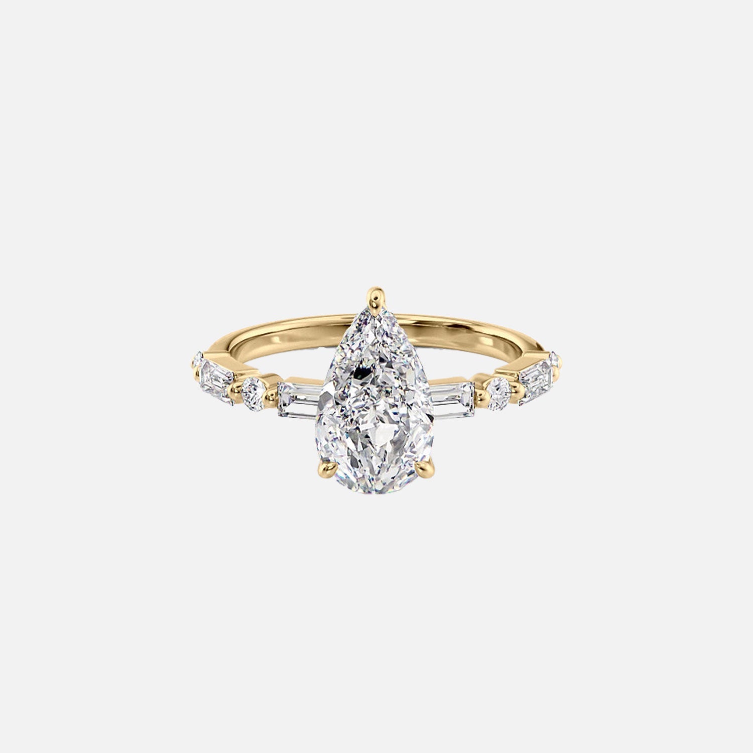 The Patricia Pear Moissanite Ring 14k Yellow Gold 001