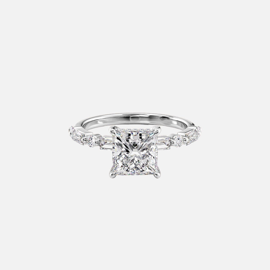  The Patricia Princess Moissanite Ring 14k White Gold 001