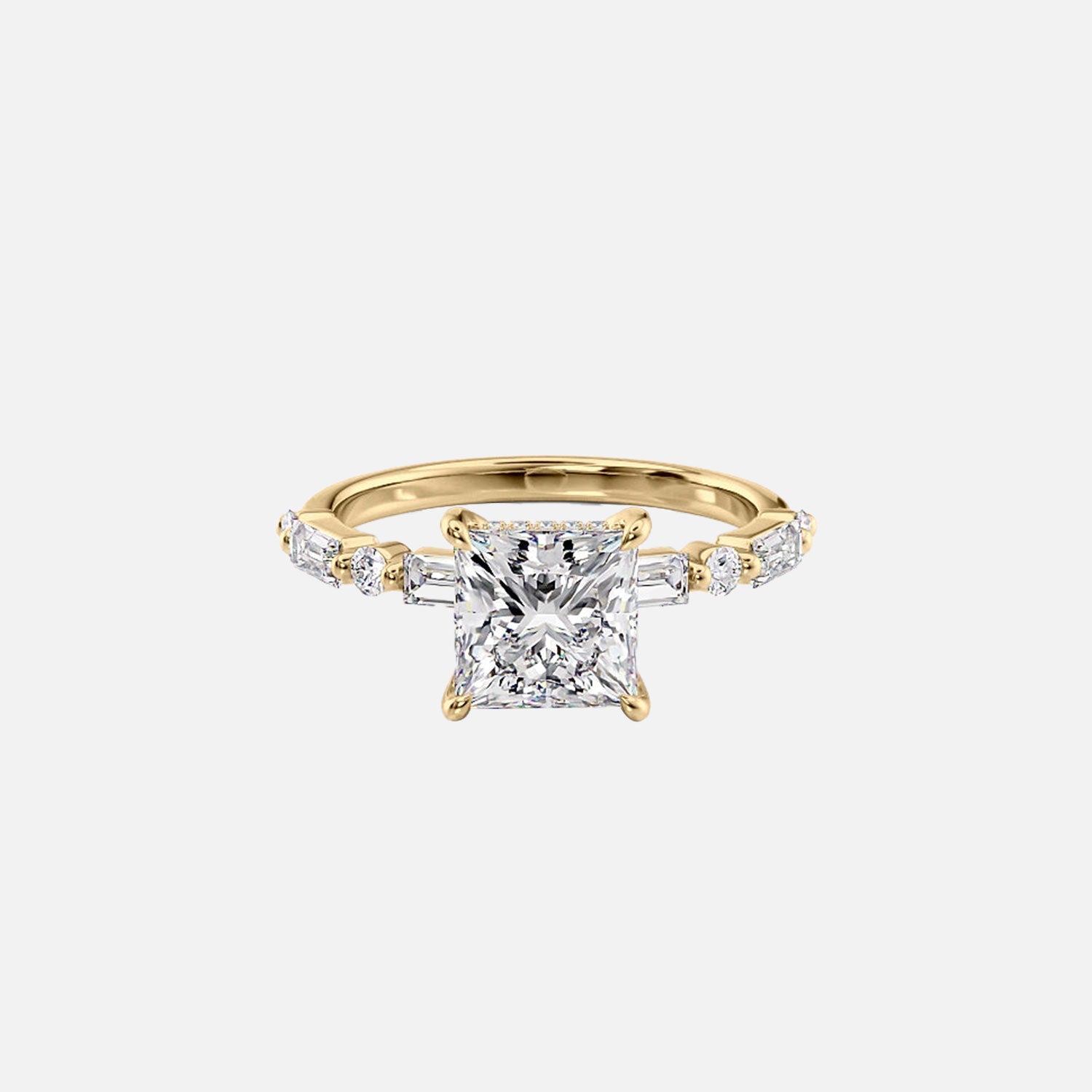 The Patricia Princess Moissanite Ring 14k Yellow Gold 001