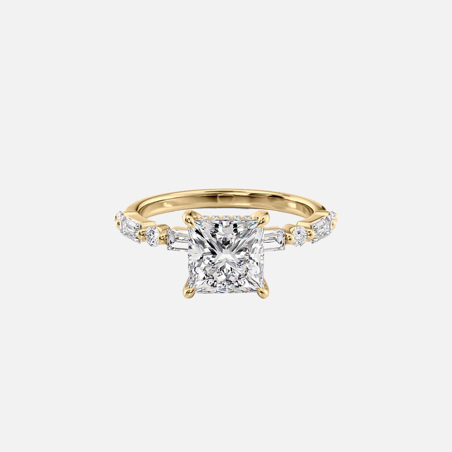 The Patricia Princess Moissanite Ring 14k Yellow Gold 001