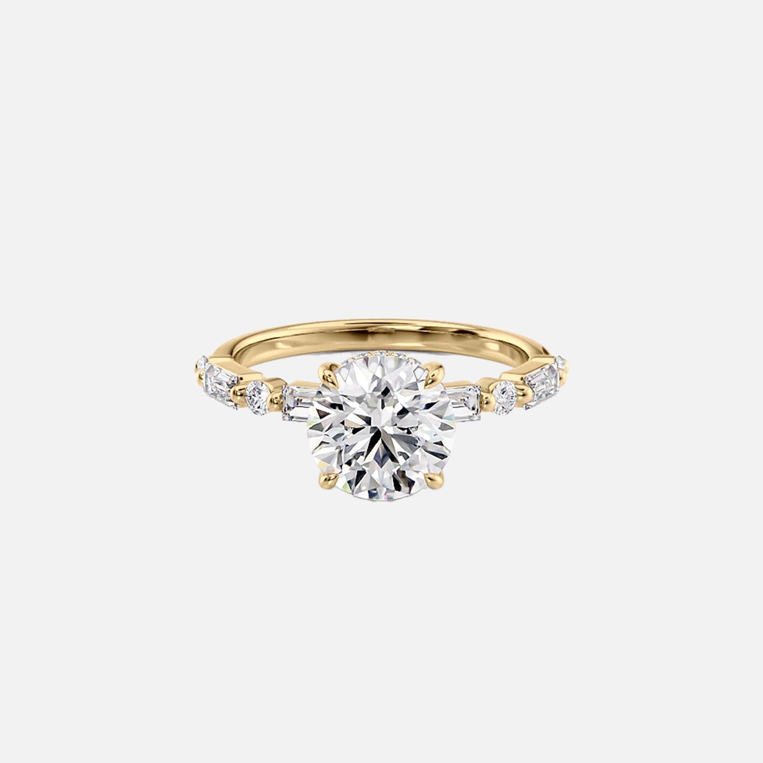 The Patricia Round Moissanite Ring 14k Yellow Gold 001