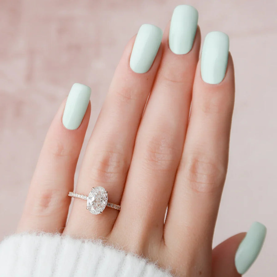  The Pave Alex Oval Lab Diamond Ring 14k Rose Gold 003