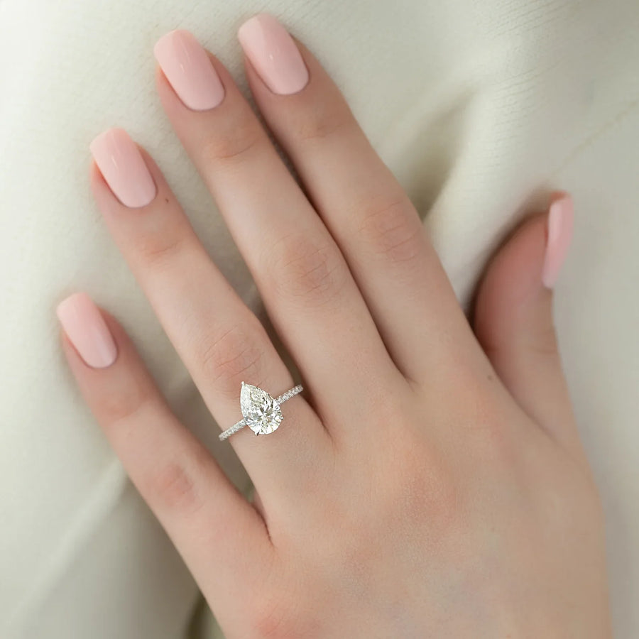  The Pave Alex Pear Lab Diamond Ring 14k White Gold 004