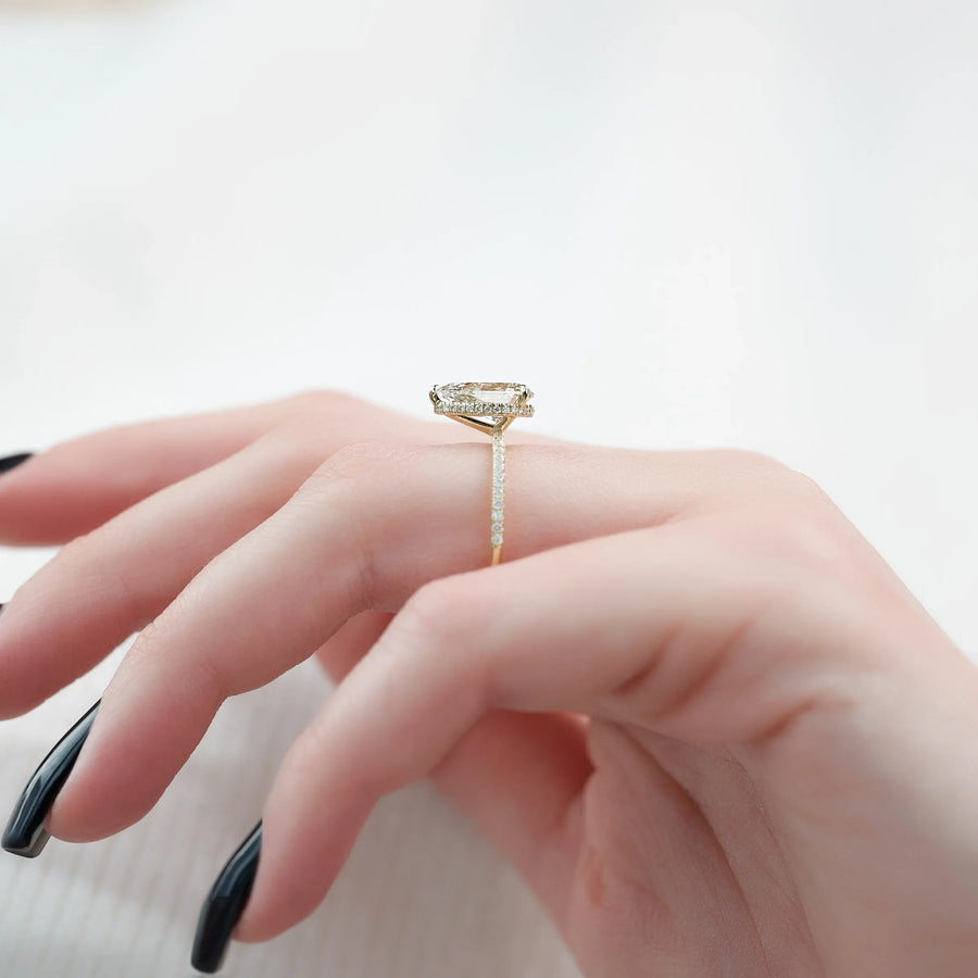  The Pave Alex Pear Lab Diamond Ring 14k Yellow Gold 004
