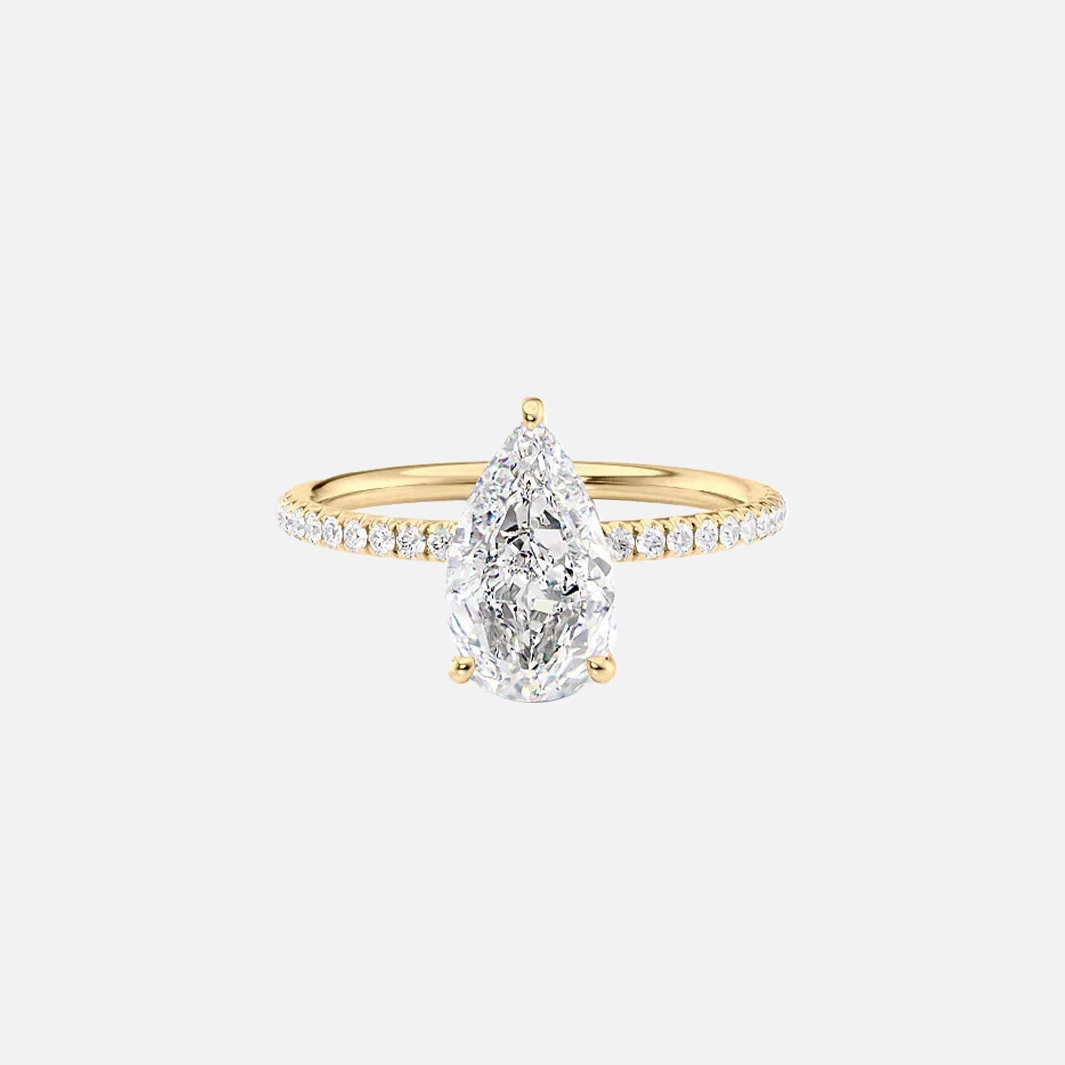 The Pave Alex Pear Moissanite Ring 14k Yellow Gold 001