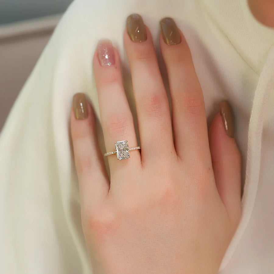  The Pave Alex Radiant Lab Diamond Ring 14k Yellow Gold 003
