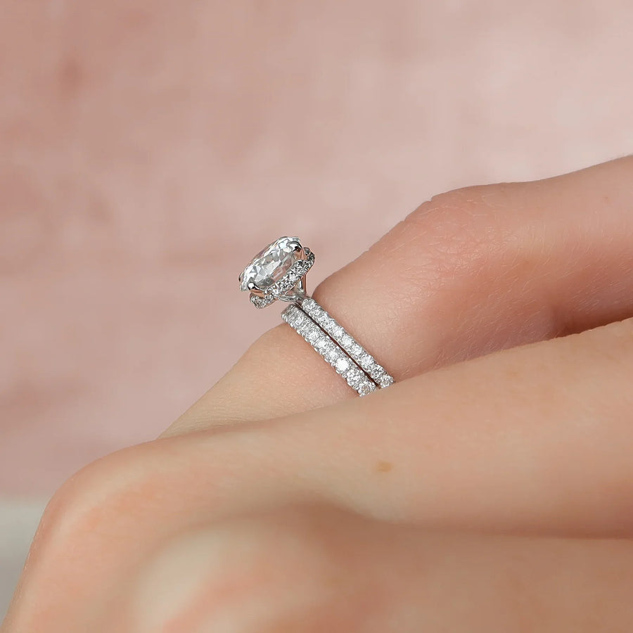  The Pave Alex Round Lab Diamond Ring 18k White Gold 003
