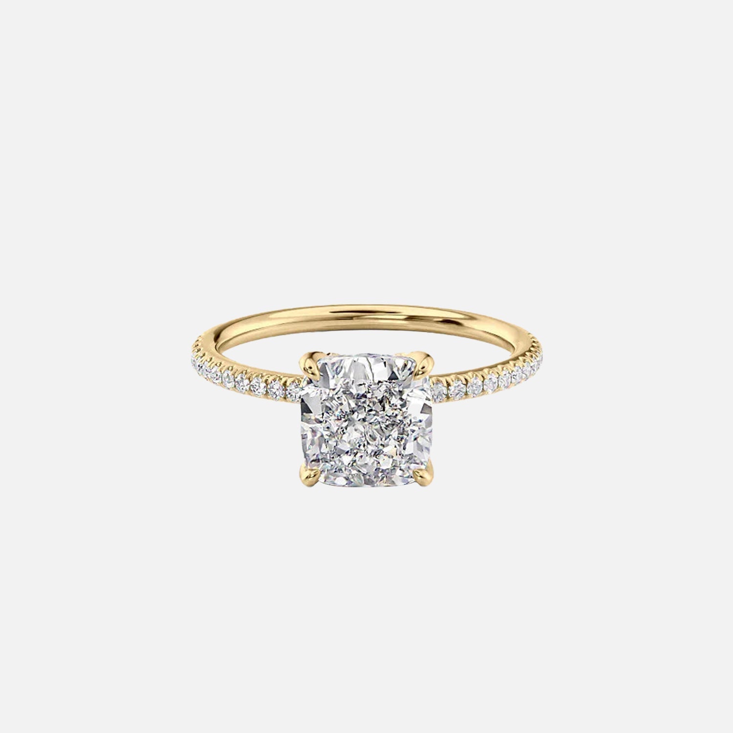 The Pave Alison Cushion Lab Diamond Ring 14k Yellow Gold 001