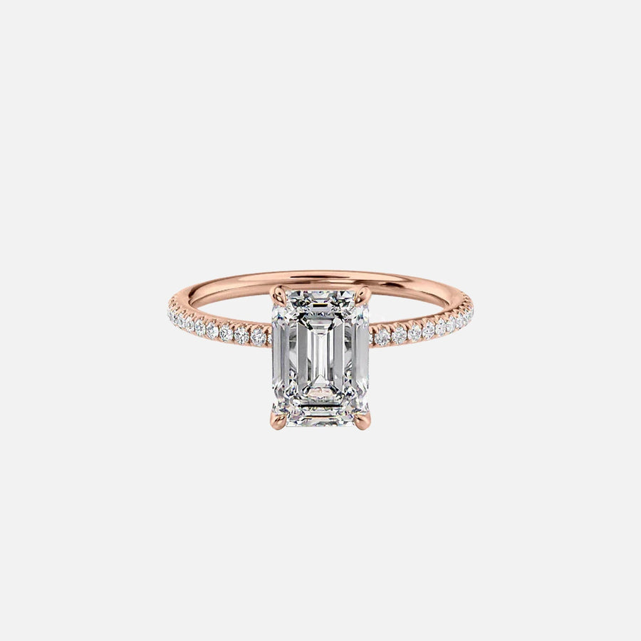  The Pave Alison Emerald Lab Diamond Ring 18k Rose Gold 001
