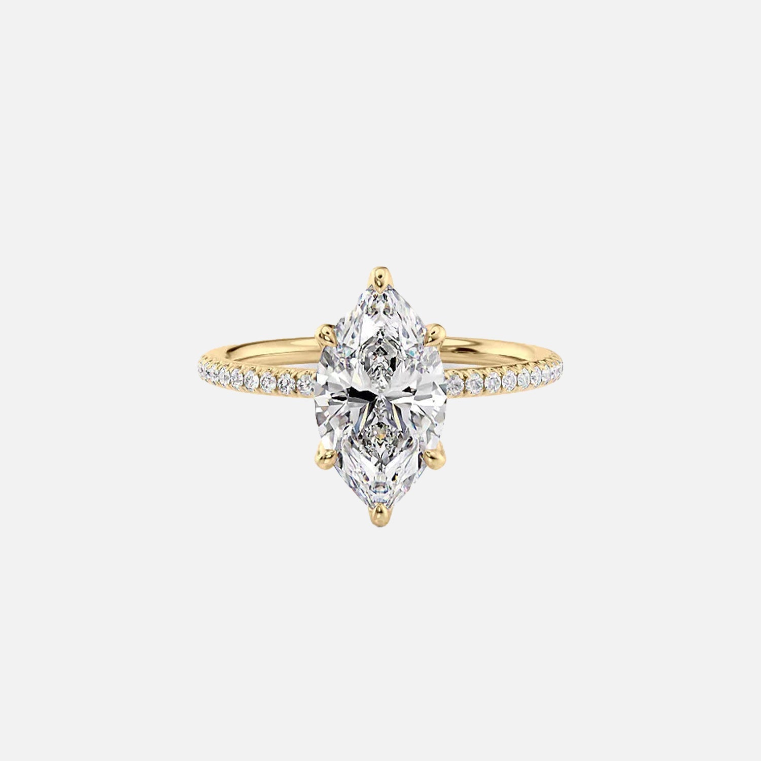 The Pave Alison Marquise Moissanite Ring 14k Yellow Gold 001