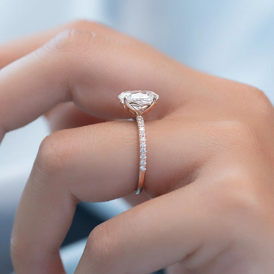  The Pave Alison Oval Moissanite Ring 18k Rose Gold 004
