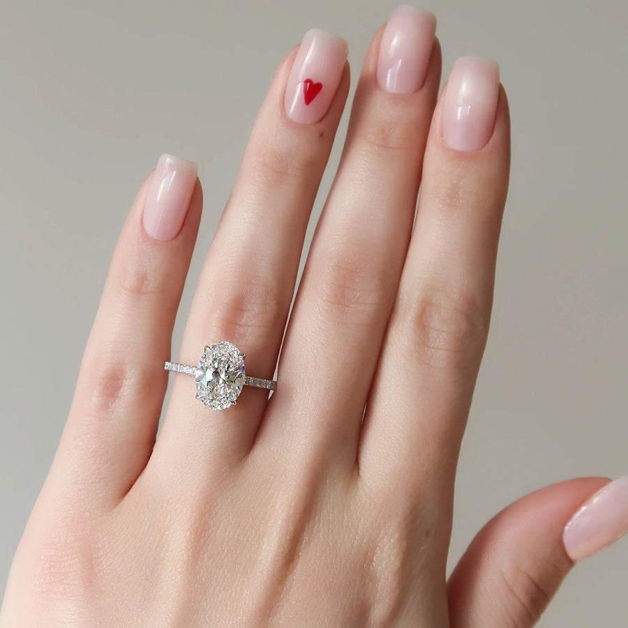  The Pave Alison Oval Moissanite Ring 18k White Gold 003