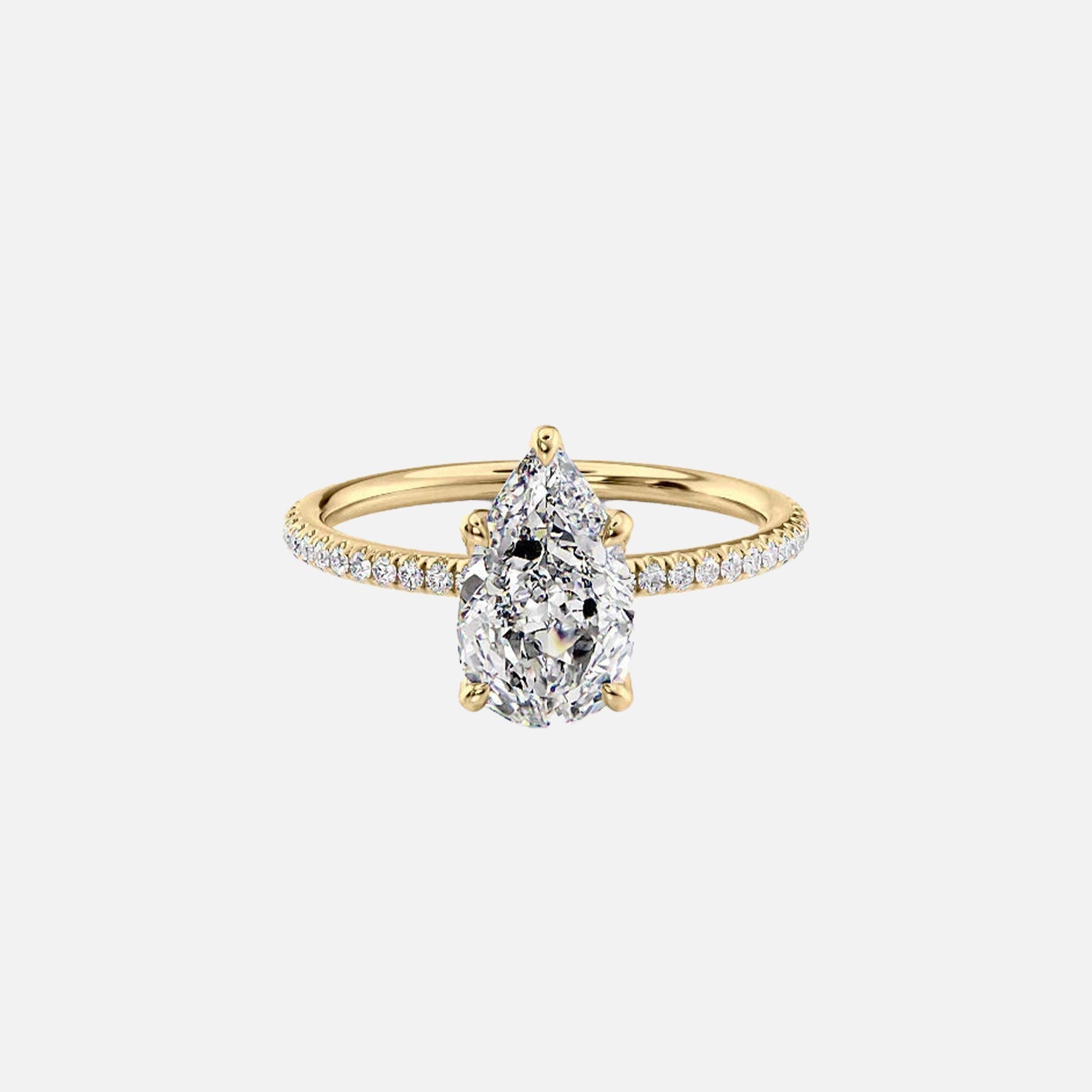 The Pave Alison Pear Moissanite Ring 14k Yellow Gold 001