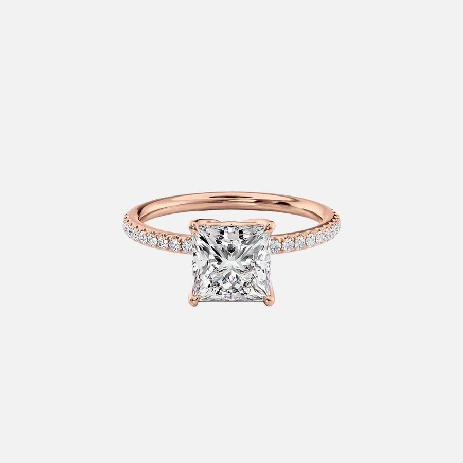  The Pave Alison Princess Lab Diamond Ring 14k Rose Gold 001