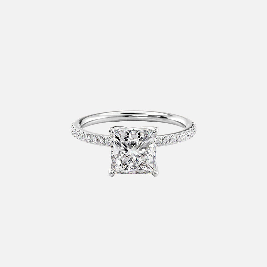  The Pave Alison Princess Lab Diamond Ring 14k White Gold 001