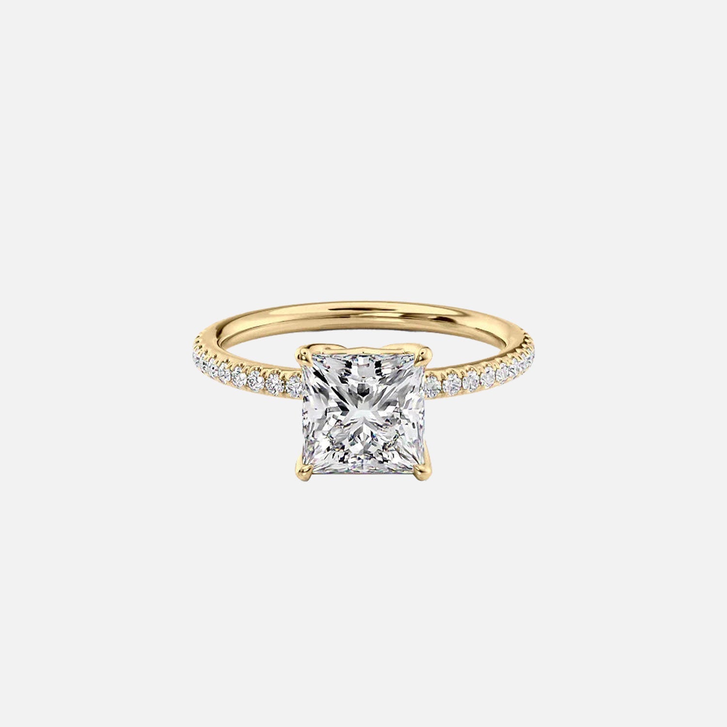 The Pave Alison Princess Lab Diamond Ring 14k Yellow Gold 001