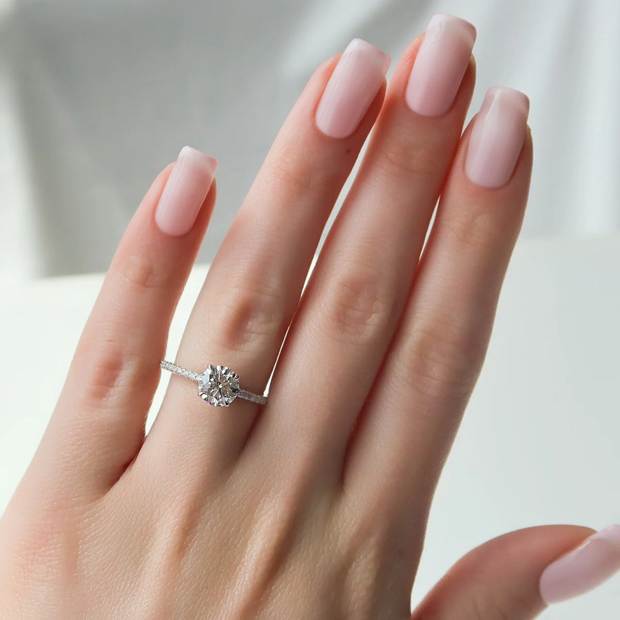  The Pave Alison Round Moissanite Ring 14k White Gold 003
