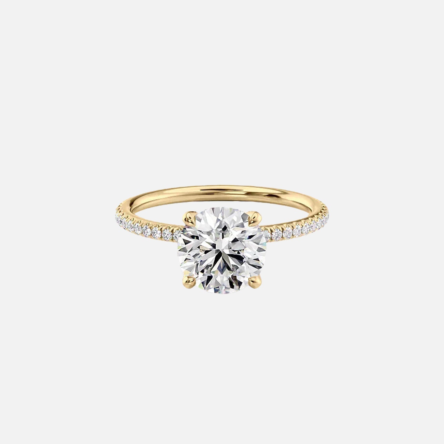 The Pave Alison Round Moissanite Ring 14k Yellow Gold 001