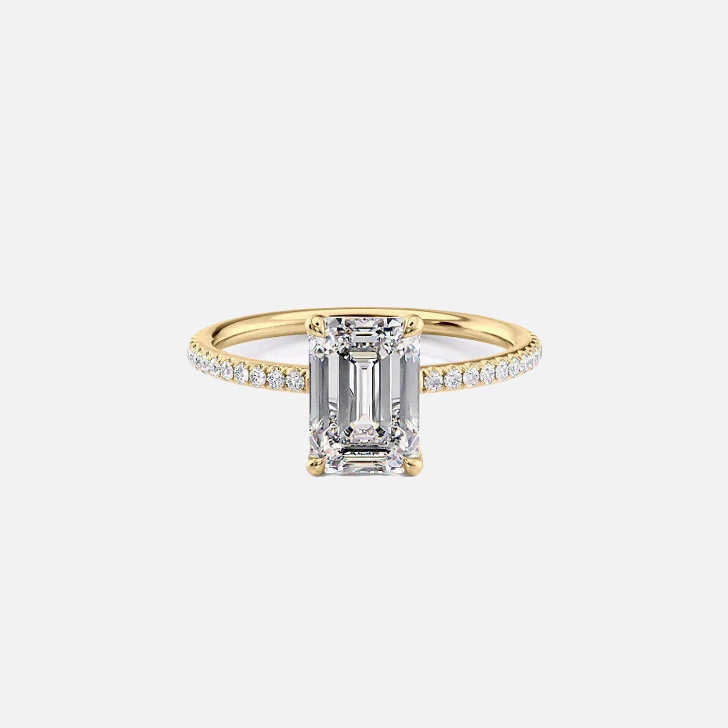 The Pave Ashley Emerald Lab Diamond Ring 14k Yellow Gold 001