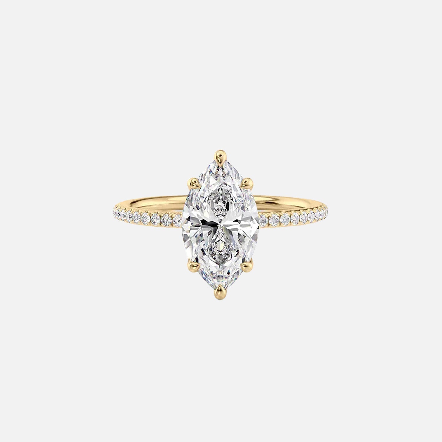 The Pave Ashley Marquise Moissanite Ring 14k Yellow Gold 001