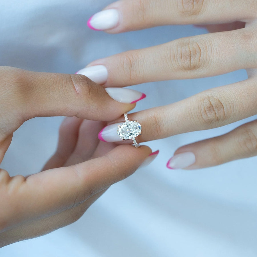  The Pave Ashley Oval Lab Diamond Ring 14k Rose Gold 003