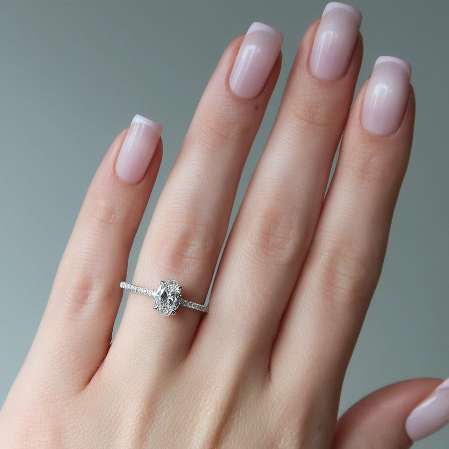  The Pave Ashley Oval Lab Diamond Ring 18k White Gold 003