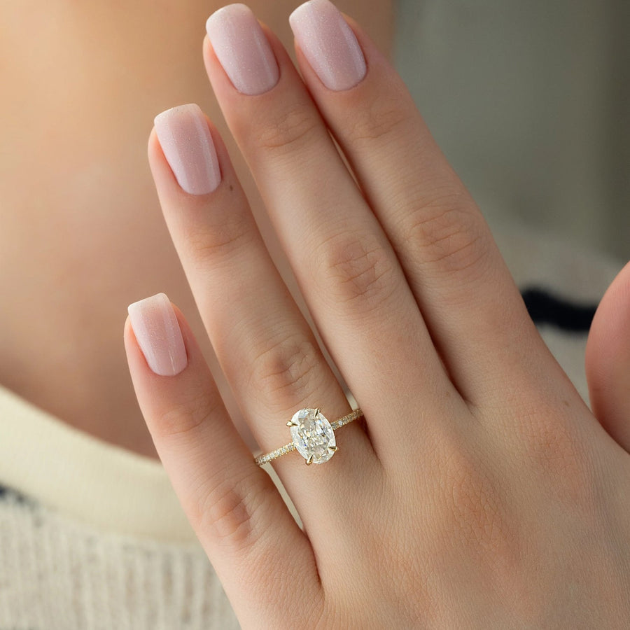 The Pave Ashley Oval Lab Diamond Ring 18k Yellow Gold 003