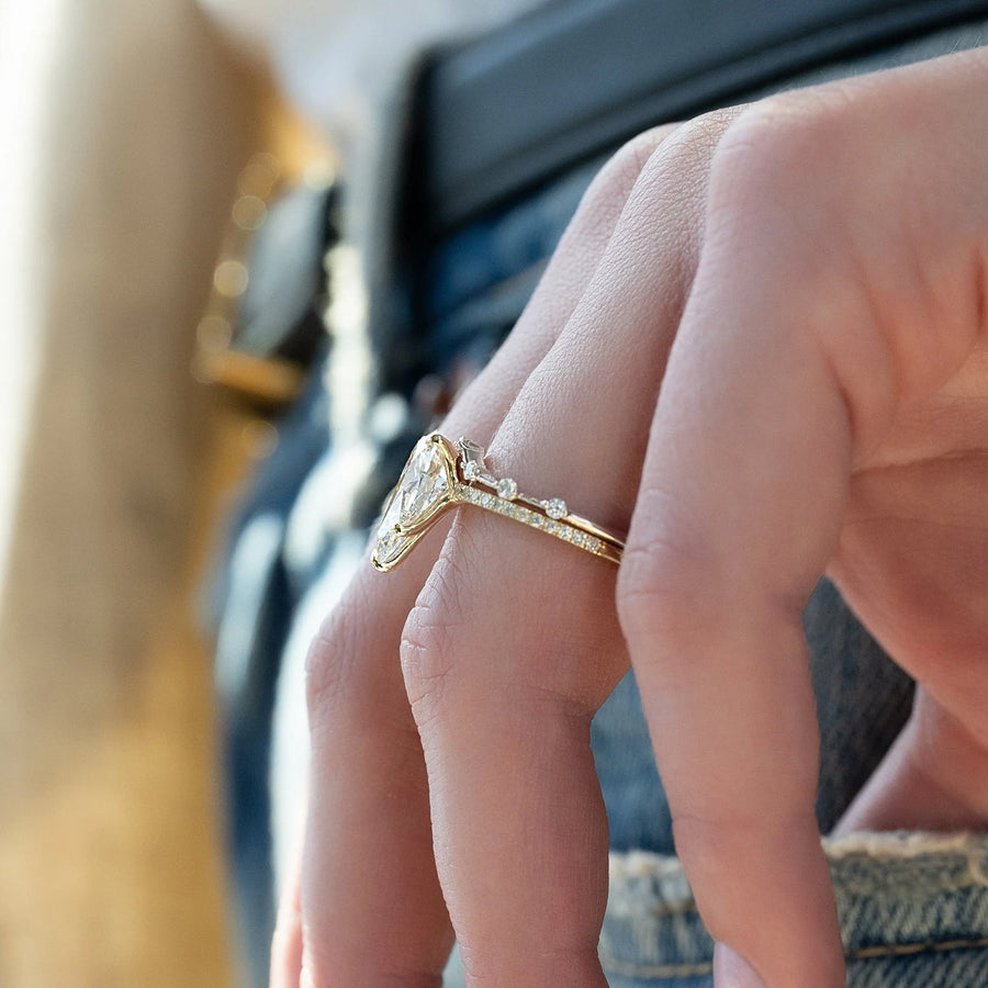  The Pave Ashley Pear Moissanite Ring 14k Yellow Gold 003