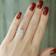  The Pave Ashley Radiant Moissanite Ring 14k White Gold 003