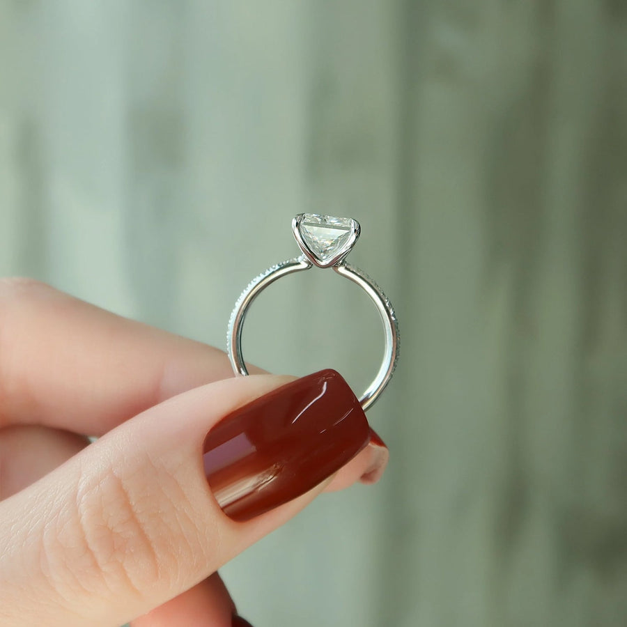  The Pave Ashley Radiant Moissanite Ring 18k White Gold 005 Final