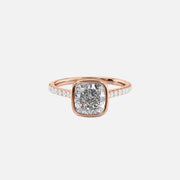  The Pave Charlotte Cushion Lab Diamond Ring 14k Rose Gold 001
