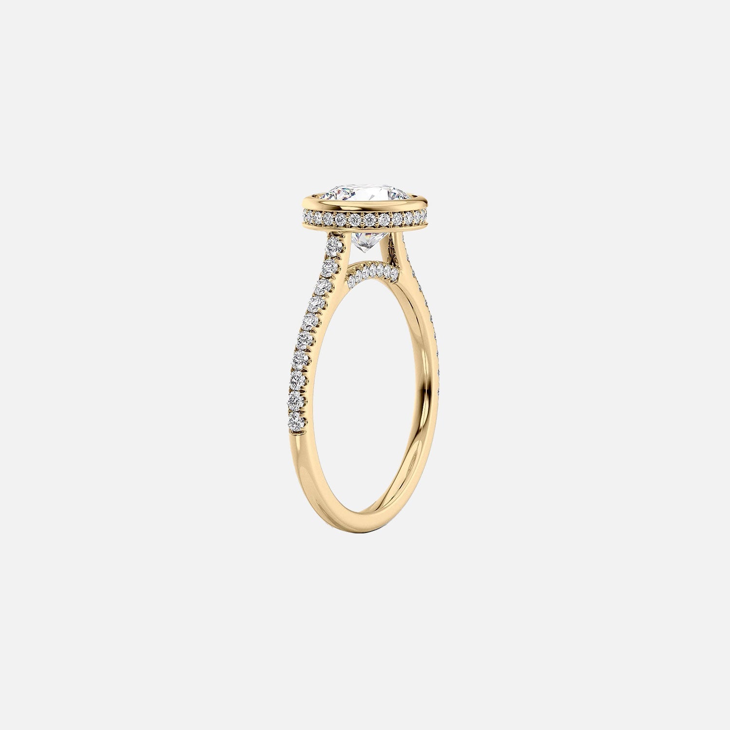  The Pave Charlotte Cushion Lab Diamond Ring 14k Yellow Gold 002