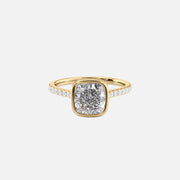  The Pave Charlotte Cushion Lab Diamond Ring 18k Yellow Gold 001