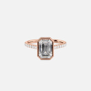  The Pave Charlotte Emerald Lab Diamond Ring 14k Rose Gold 001