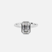  The Pave Charlotte Emerald Lab Diamond Ring 14k White Gold 001