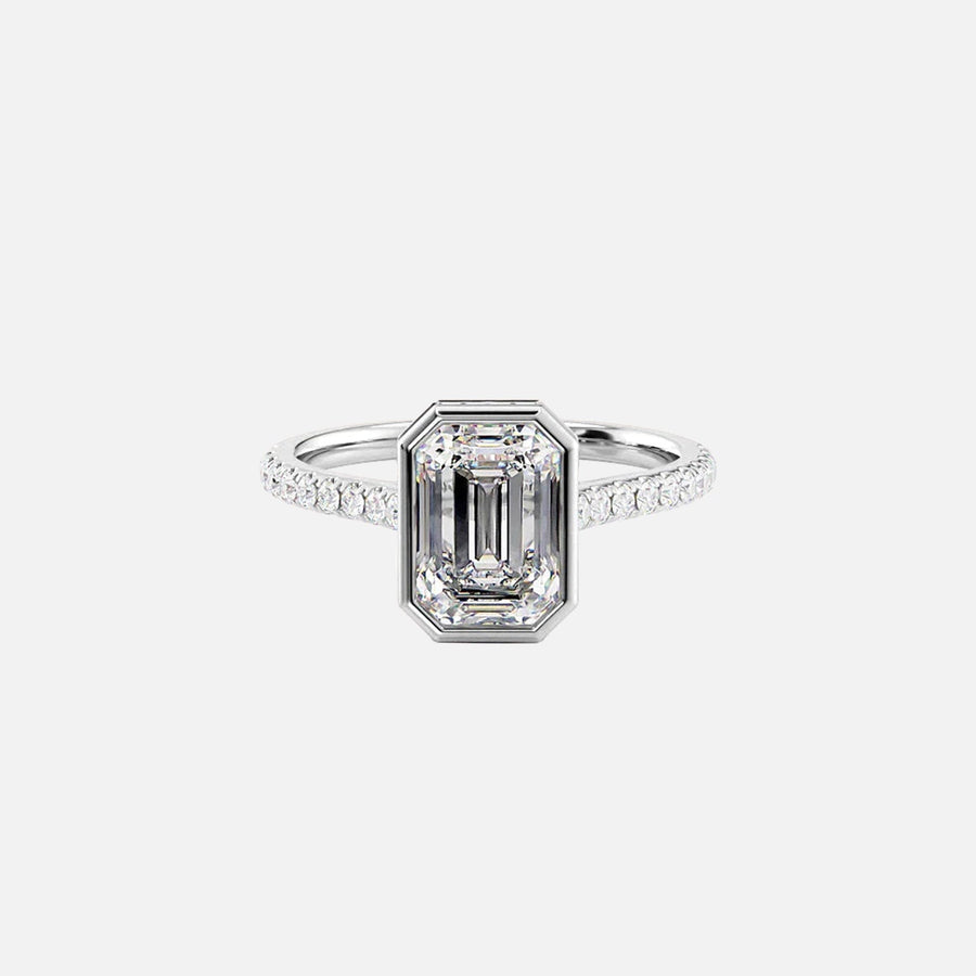  The Pave Charlotte Emerald Lab Diamond Ring 14k White Gold 001