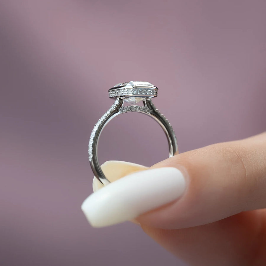  The Pave Charlotte Emerald Lab Diamond Ring 14k White Gold 003
