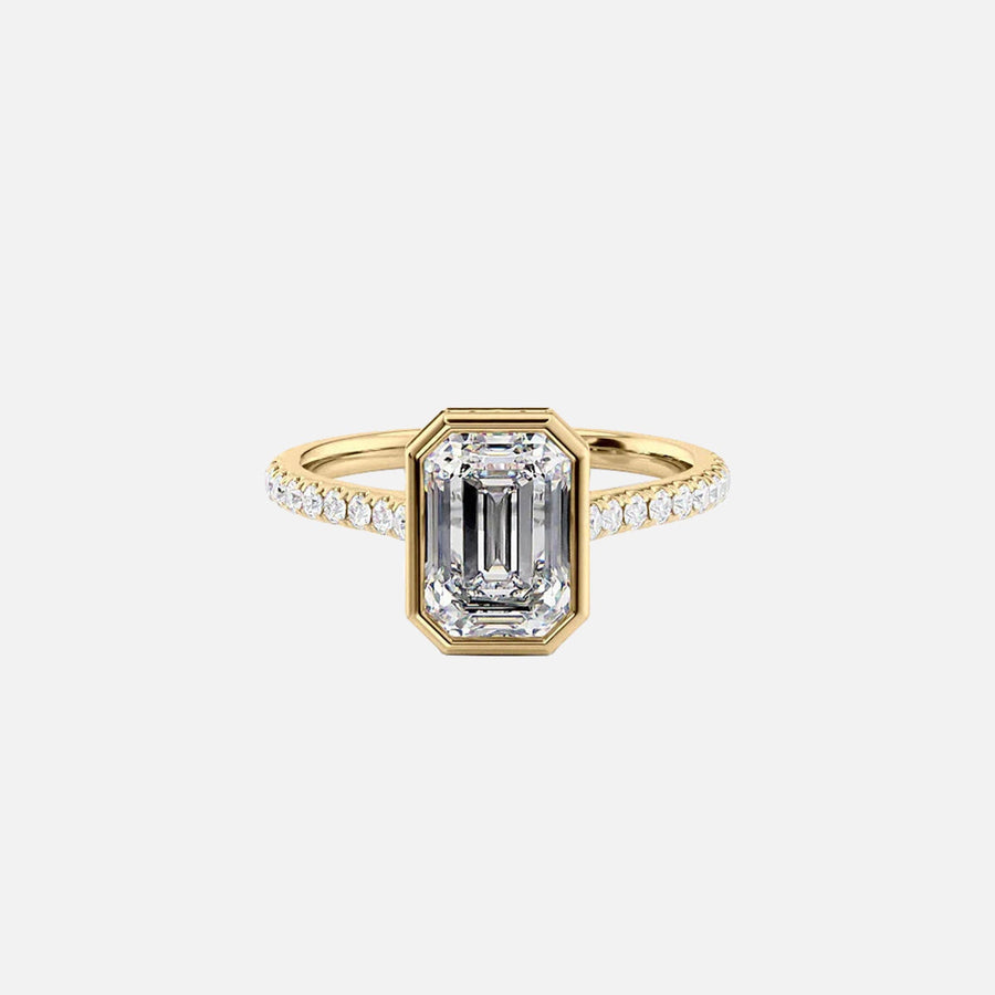  The Pave Charlotte Emerald Lab Diamond Ring 18k Yellow Gold 001