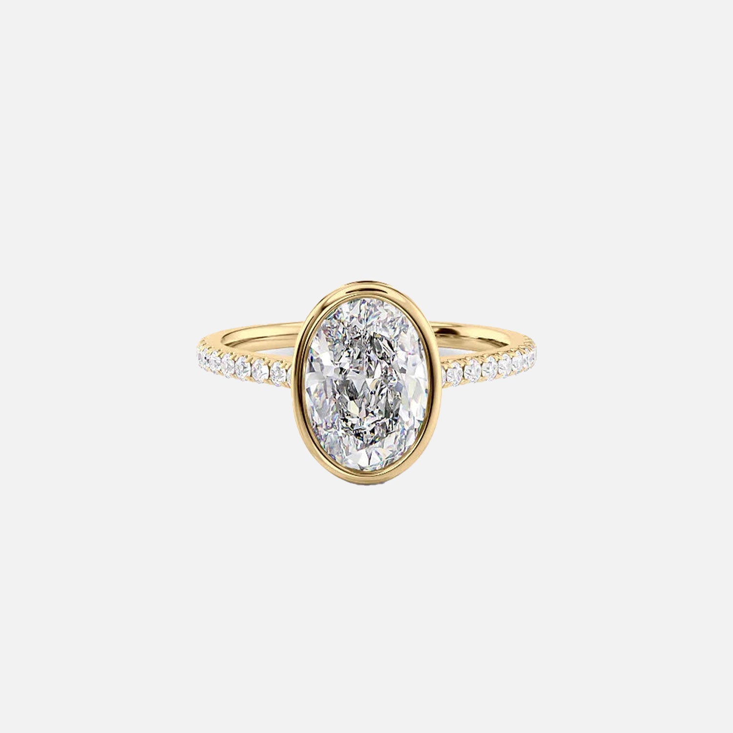 The Pave Charlotte Oval Lab Diamond Ring 14k Yellow Gold 001