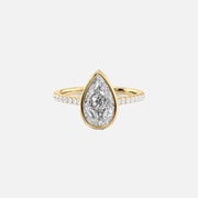 The Pave Charlotte Pear Moissanite Ring 14k Yellow Gold 001