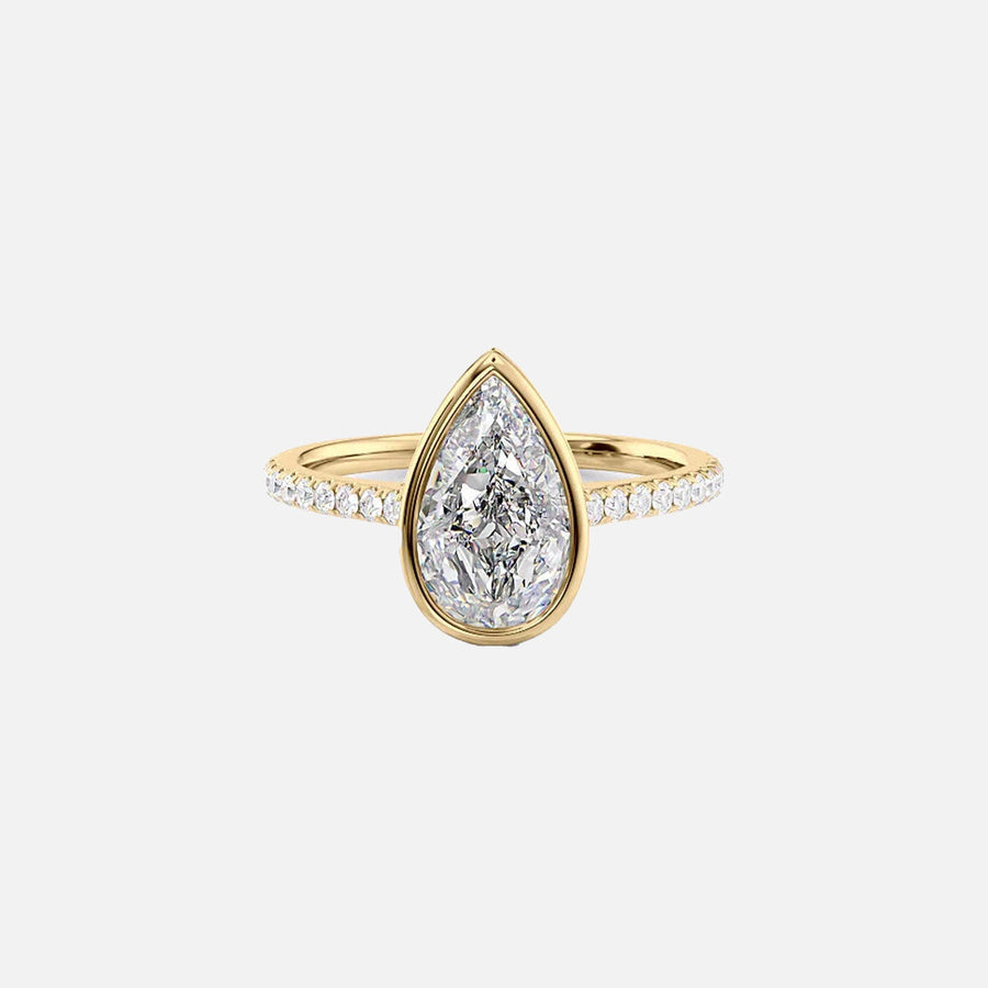 The Pave Charlotte Pear Moissanite Ring 14k Yellow Gold 001
