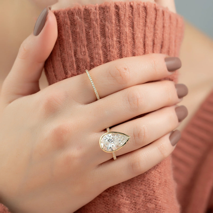  The Pave Charlotte Pear Moissanite Ring 14k Yellow Gold 003