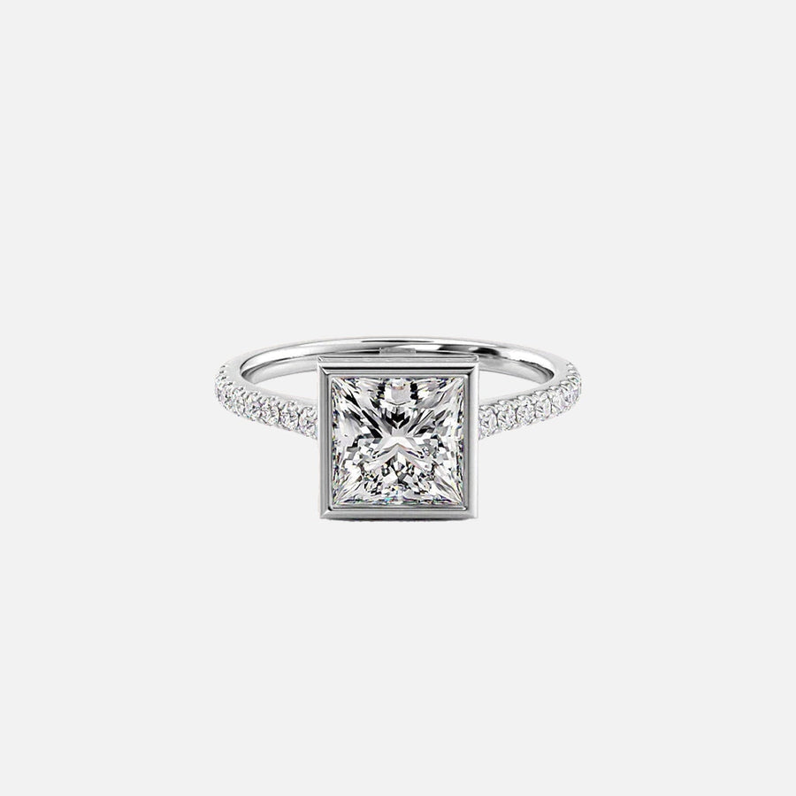  The Pave Charlotte Princess Lab Diamond Ring 14k White Gold 001