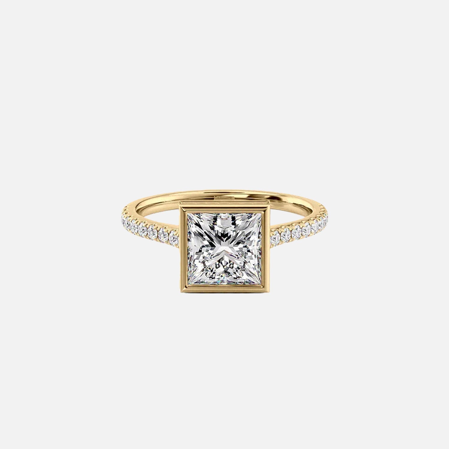 The Pave Charlotte Princess Lab Diamond Ring 14k Yellow Gold 001