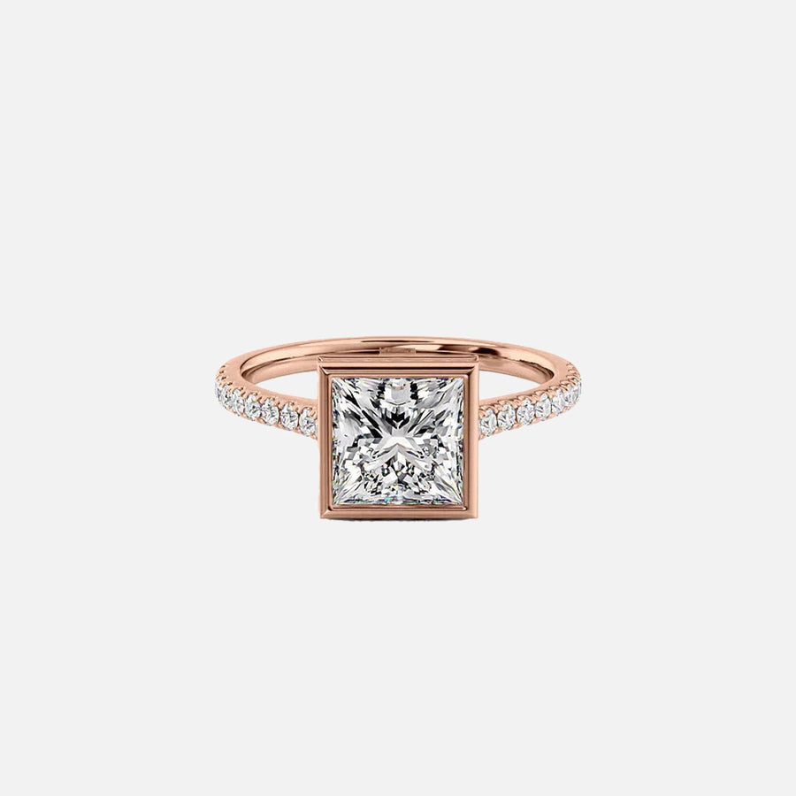  The Pave Charlotte Princess Lab Diamond Ring 18k Rose Gold 001