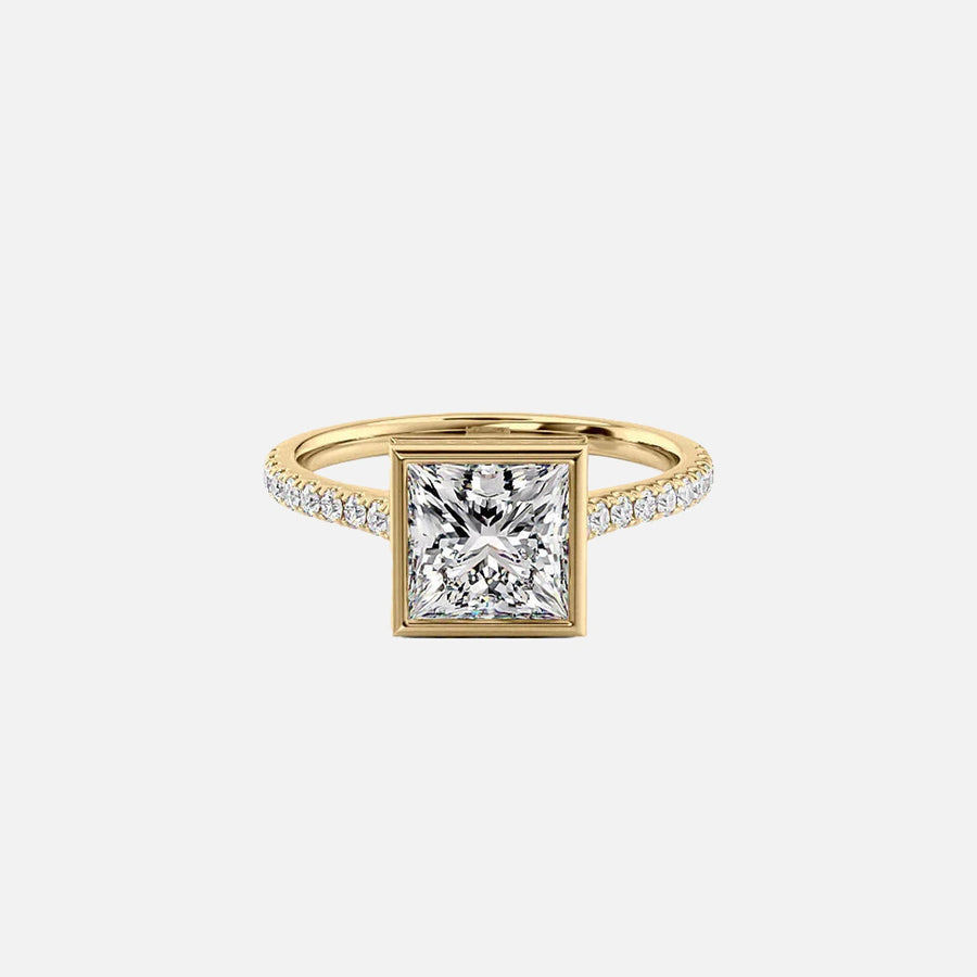  The Pave Charlotte Princess Lab Diamond Ring 18k Yellow Gold 001