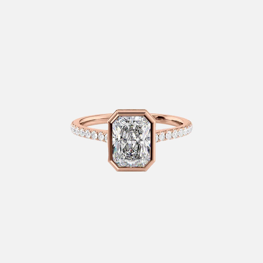  The Pave Charlotte Radiant Lab Diamond Ring 14k Rose Gold 001